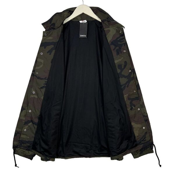 NWT Smith Men US S Olive Camo Coaches Jacket Snap Front Windbreaker | $200 - Picture 3 of 12
